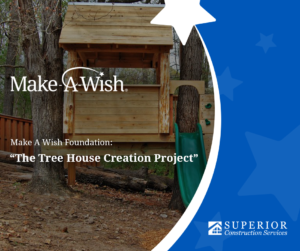 Make A Wish Treehouse with slide and rock-climbing wall