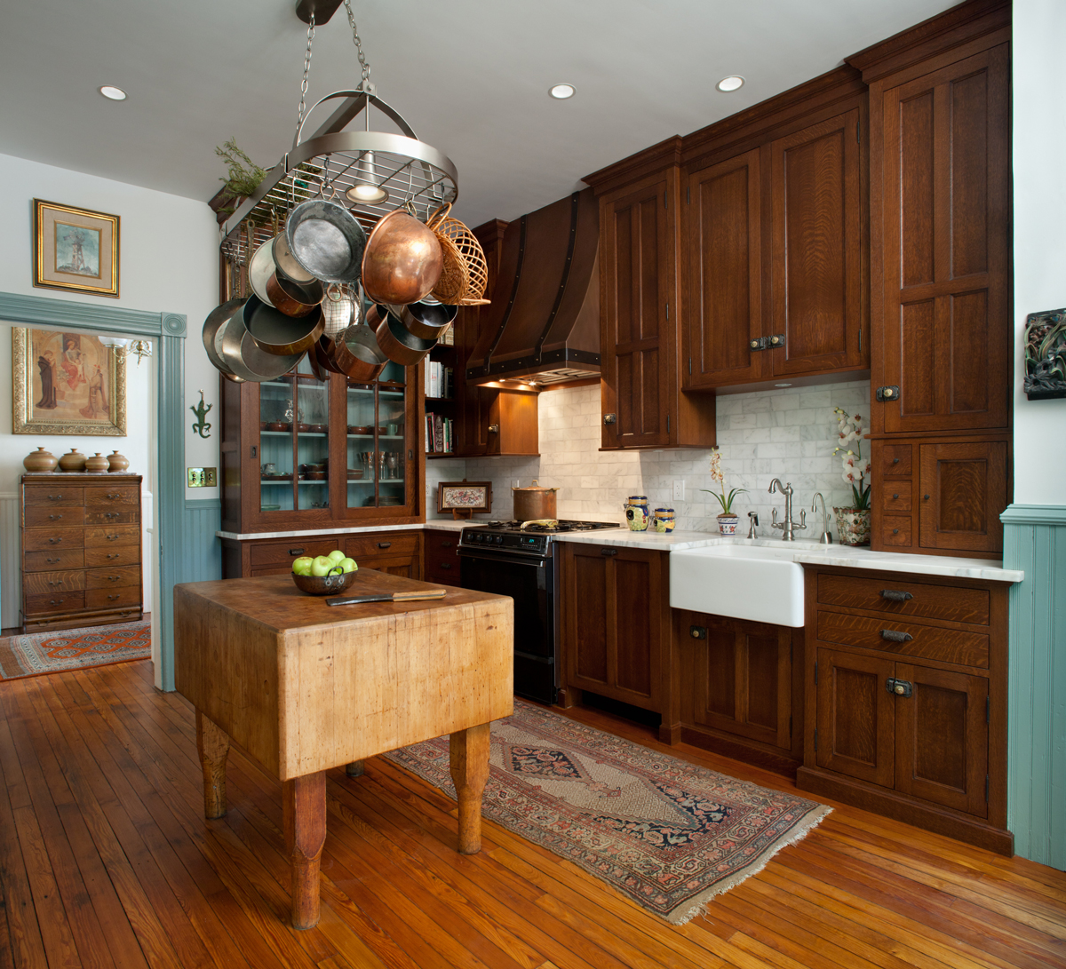 Classic green kitchen in historic home