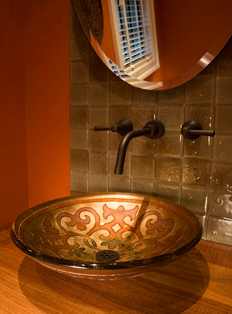 copper bathroom sink in historic dc home